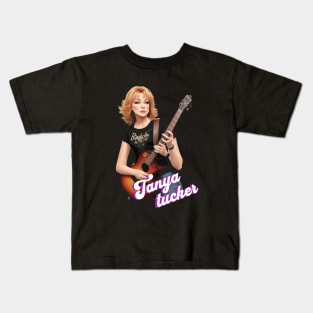 tanya tucker //retro vector playing guitar Kids T-Shirt